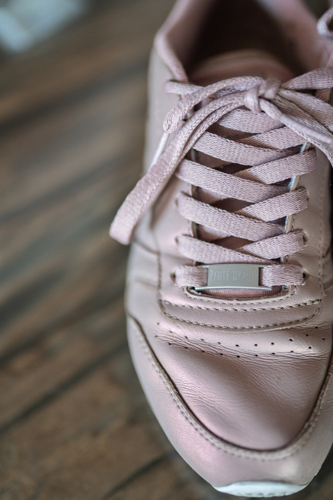 Schuhschnallen (Lace Locks) mit "Pfote drauf" Logo (silber, matt)