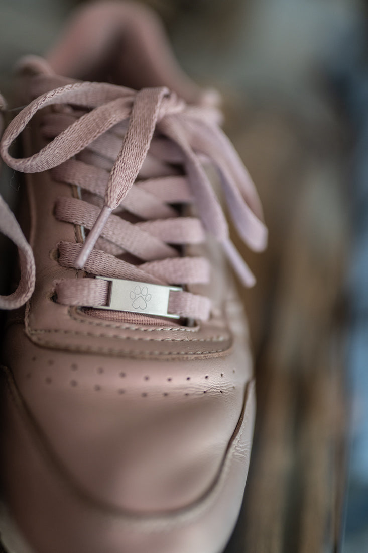 Schuhschnallen (Lace Locks) mit "Pfote drauf" Logo (silber, matt)