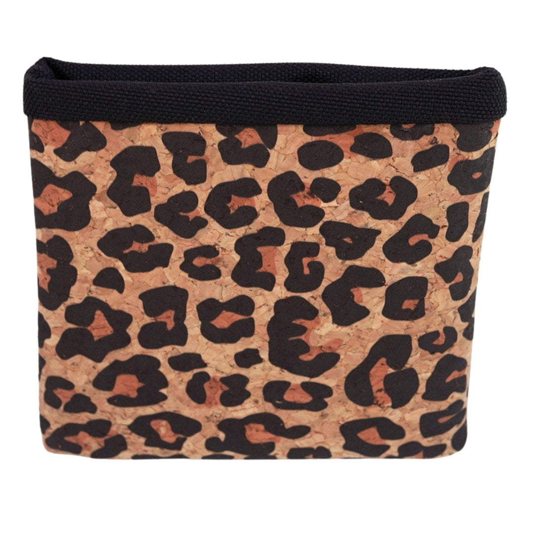 2 x Leckerli Einstecktasche aus Korkleder (vegan) Leopardenmuster