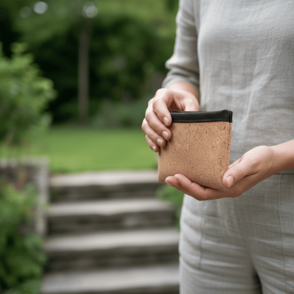 2 x Leckerli Einstecktasche aus Korkleder (vegan) natur