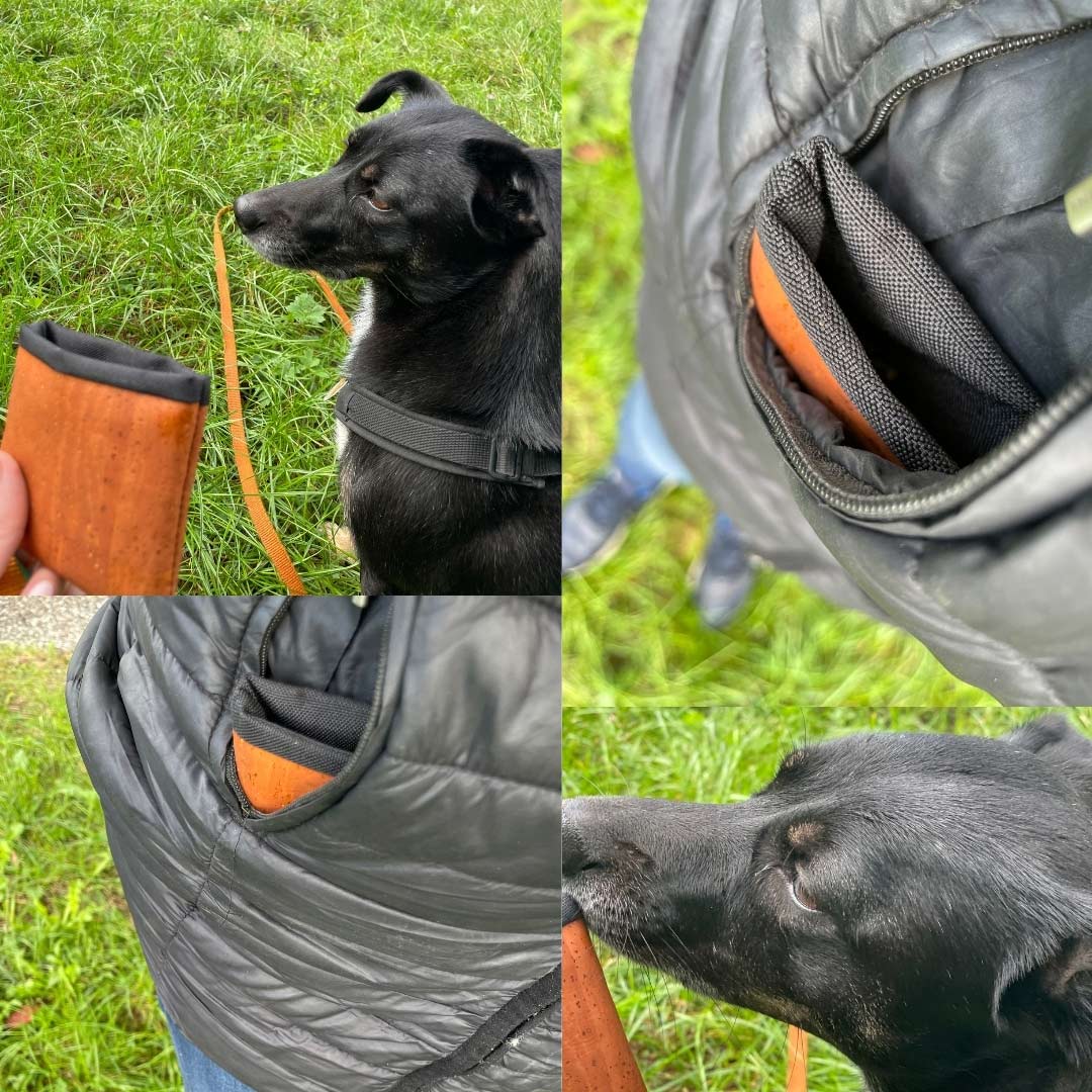 2 x Leckerli Einstecktasche aus Korkleder (vegan) braun