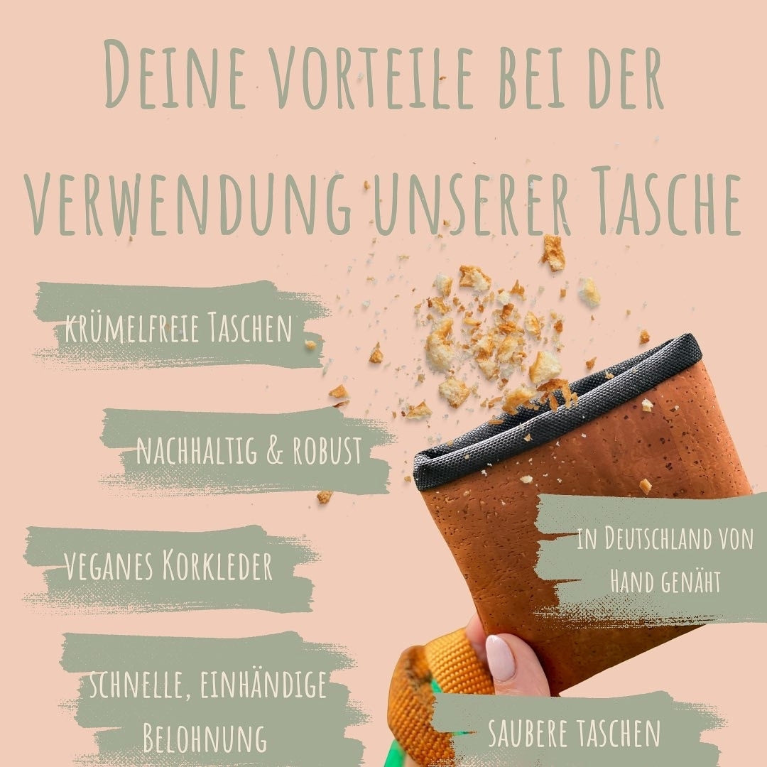 2 x Leckerli Einstecktasche aus Korkleder (vegan) braun